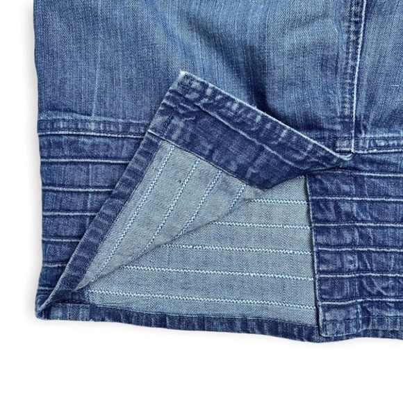 7 For All Mankind Blue  Jean Ribbed Bottom Skirt - Picture 4 of 8